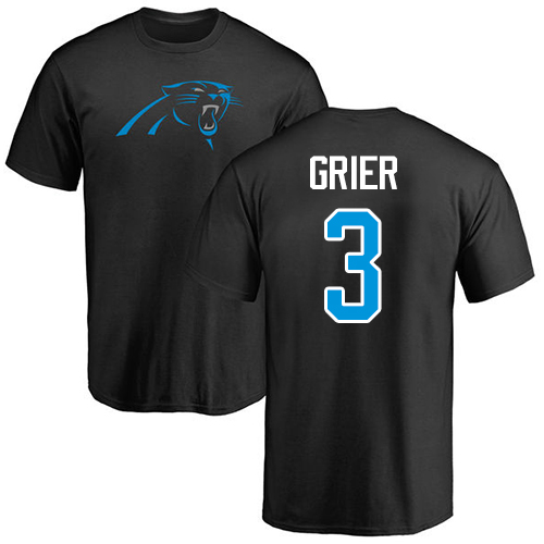 Carolina Panthers Men Black Will Grier Name and Number Logo NFL Football #3 T Shirt